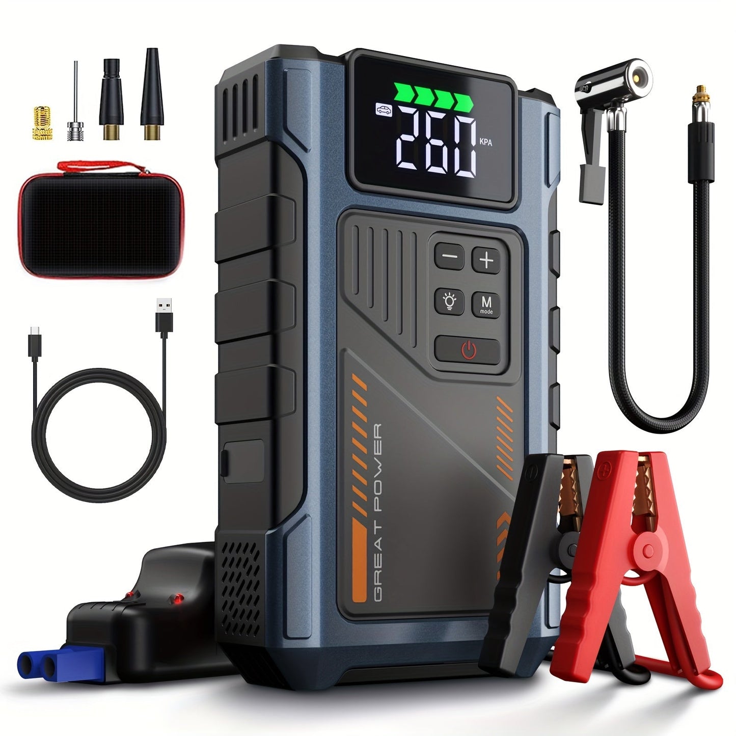 Portable Car Jump Starter With Air Compressor 2500A Peak