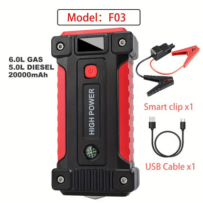 2500A Portable Car Jump Starter 20000mAh Power Bank-12V Battery B