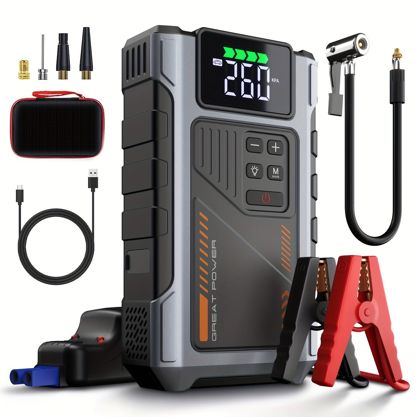 Portable Car Jump Starter With Air Compressor 2500A Peak