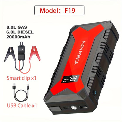 2500A Portable Car Jump Starter 20000mAh Power Bank-12V Battery B