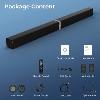 2 IN 1 TV Sound Bar, Sound Bars for Smart TV, 50W Wireless 2.0