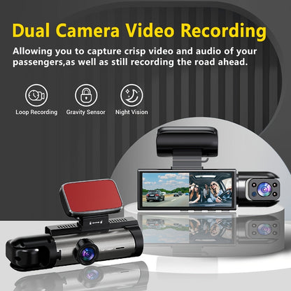 1080P Dual Camera Dash Cam For Cars With IR Night Vision