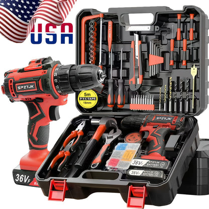 128Pcs With 2 Battery Electric Drill Set