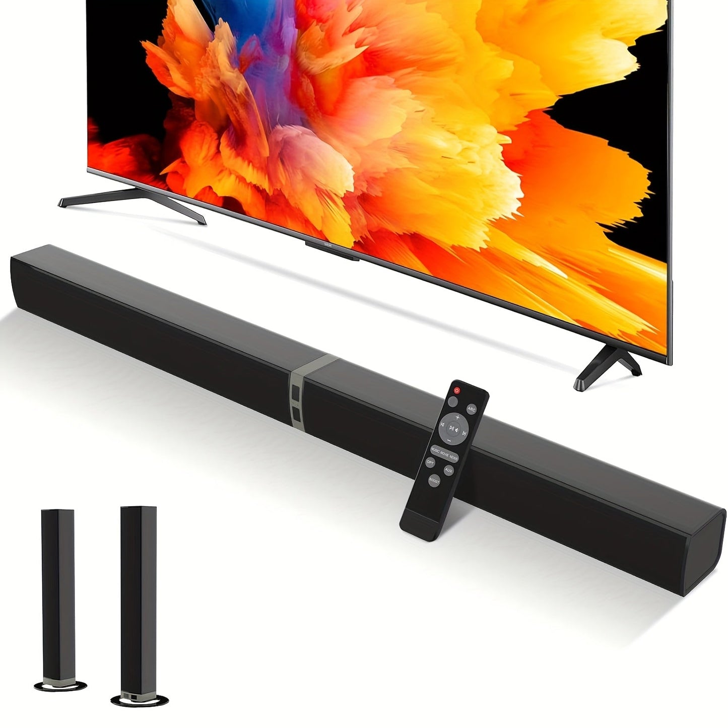 2 IN 1 TV Sound Bar, Sound Bars for Smart TV, 50W Wireless 2.0