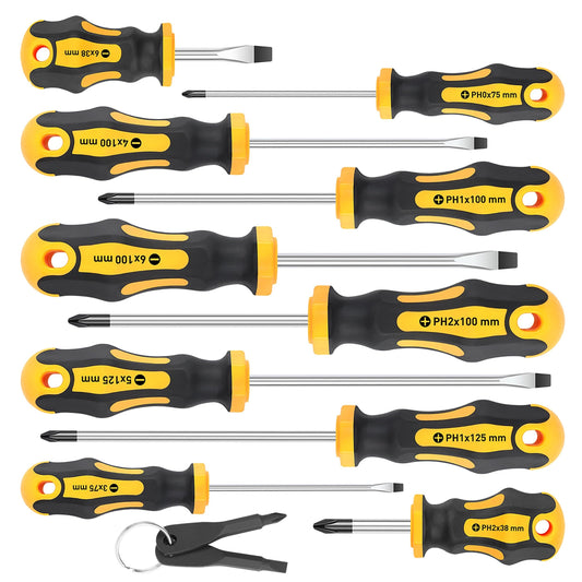 5 Phillips And 5 Slotted Professional Buffer Handle Screwdrivers