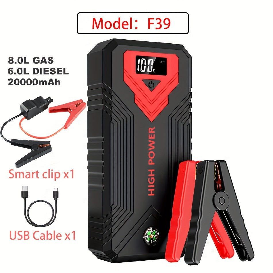 2500A Portable Car Jump Starter 20000mAh Power Bank-12V Battery B