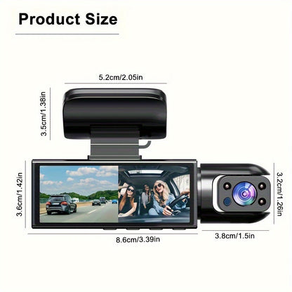 1080P Dual Camera Dash Cam For Cars With IR Night Vision